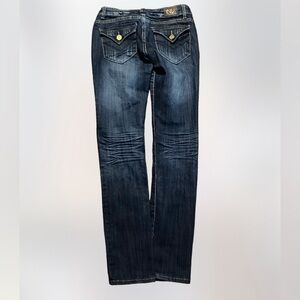 NU straight skinny womens denim jeans size 3 dark stone wash distressed